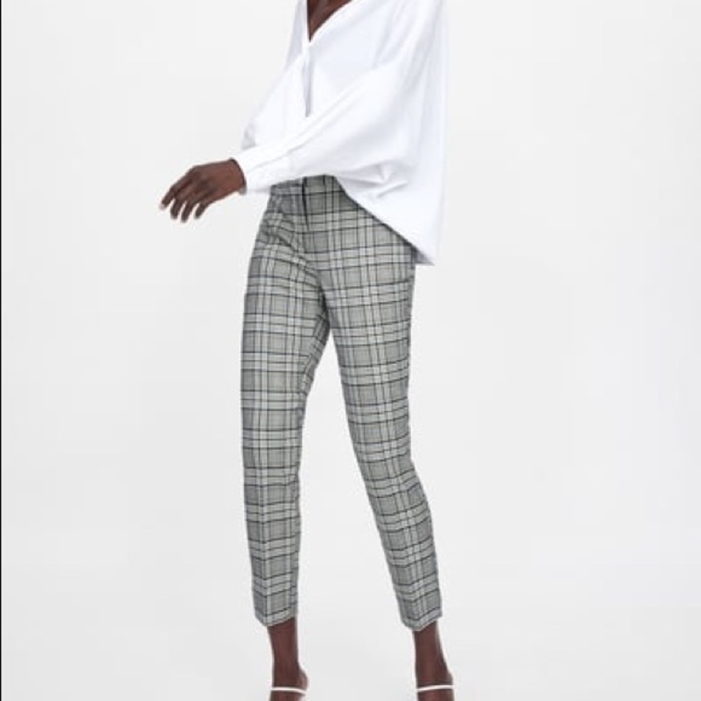 ZARA Plaid Cropped Trouser Pant